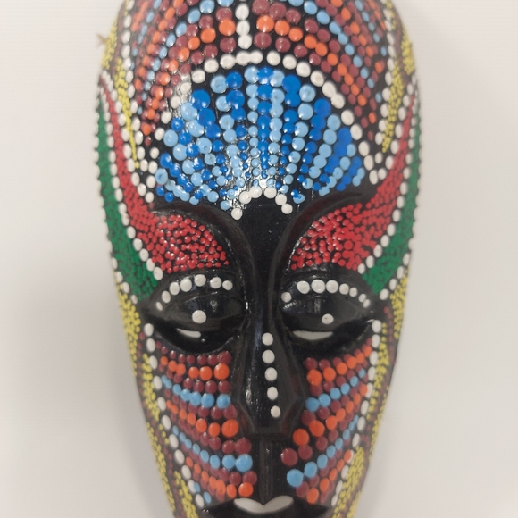 Colourful Painted Wood Small Wall Mask - Picture 3 of 7